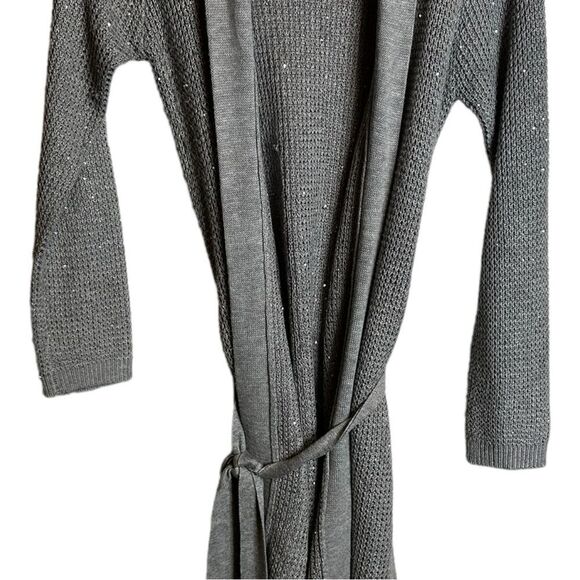 Victoria’s Secret grey metallic knit open front tie waist cardigan medium - Picture 5 of 8